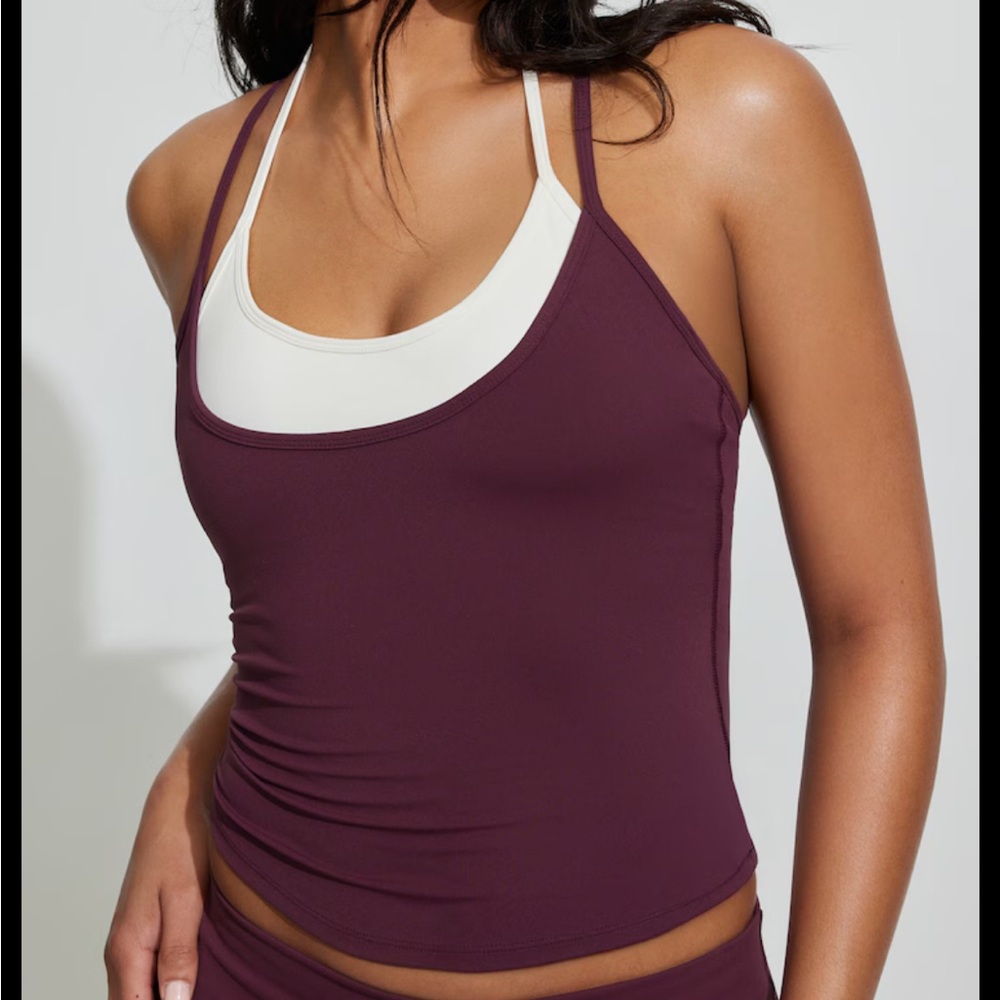 Garage Plum Racerback Tank with White Inner Shelf